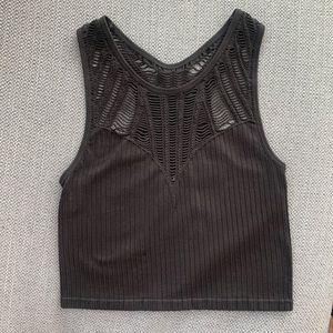 Dark Grey Cut Out Crop Top